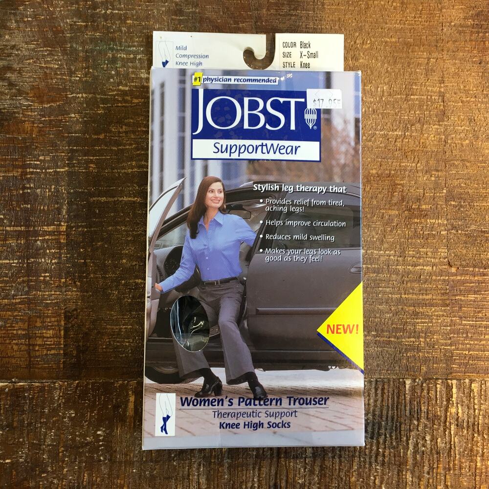Jobst Women's Black Pattern Trouser Compression Socks XS Knee High 8-15 mmHg